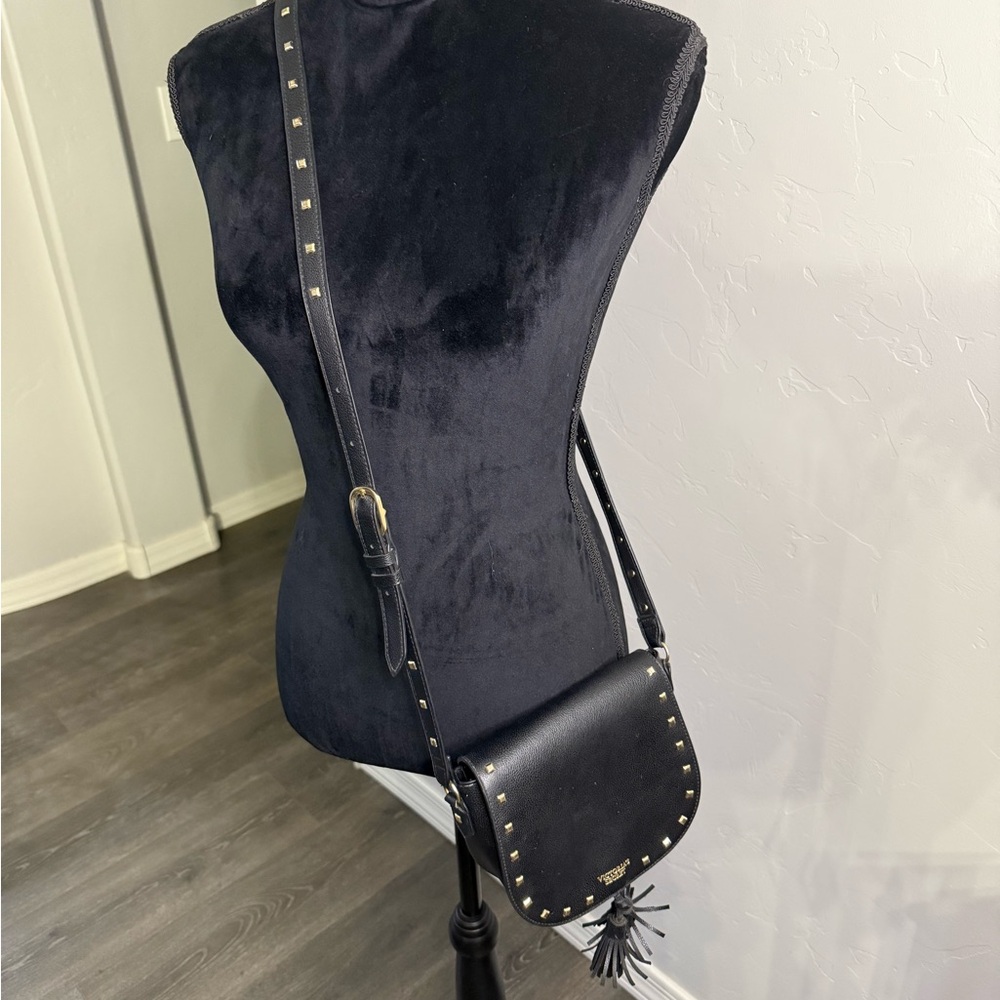 Y2K Victoria Secret Black WhimsyGoth Studded Crossbody Bag with Tassels